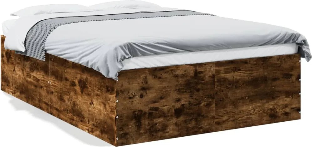 vidaXL Cadru de pat, stejar afumat, 120x190 cm, lemn prelucrat