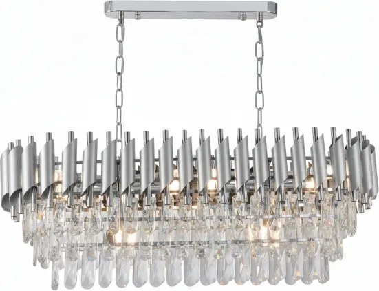 Brilagi - Lustră suspendată cu lanț ECLIPSE, 10 x E14 / 10 W / 230 V, 78 x 28 cm, argintie