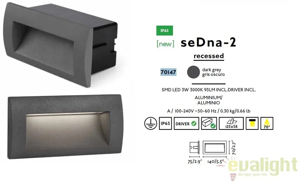 Corp de iluminat exterior incastrabil LED IP65 SEDNA-2 70147