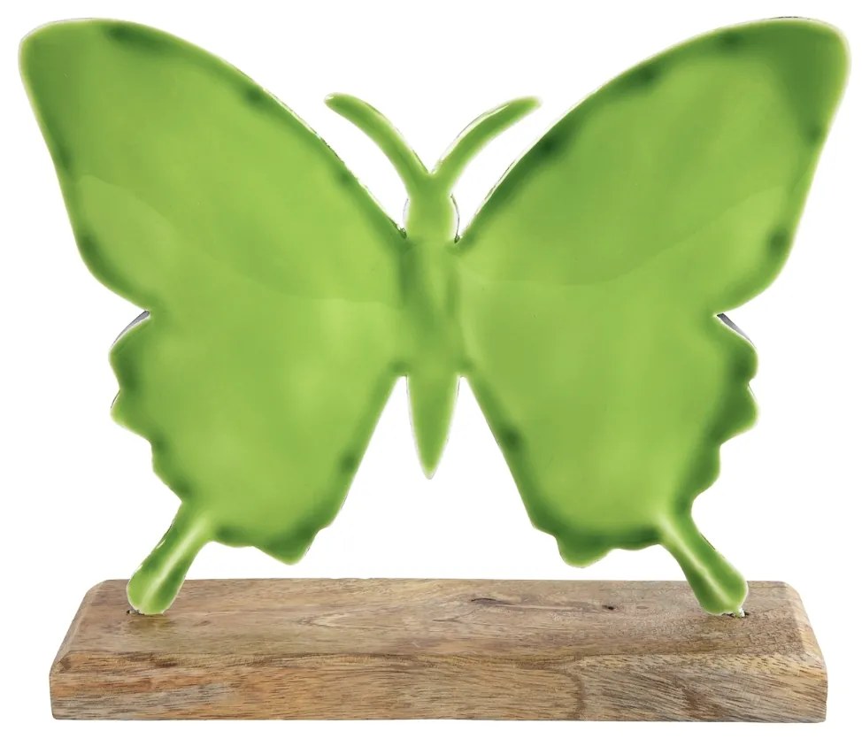 Decoratiune metalica fluture BUTTERFLY 20 cm verde