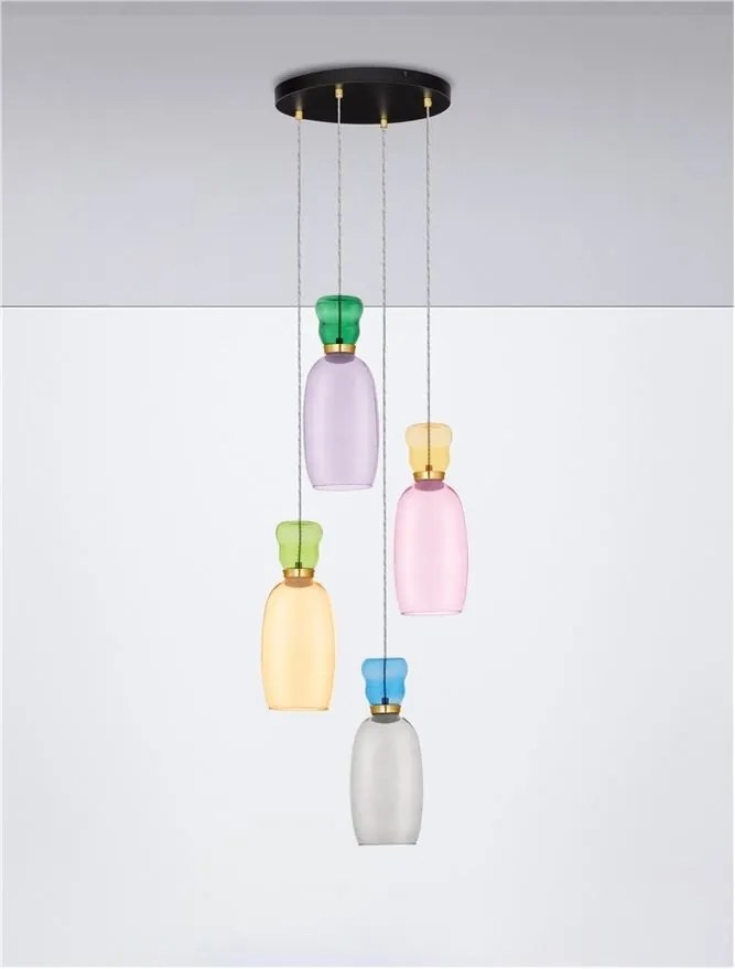 Lustra cu 4 pendule LED design modern Pluma multicolor