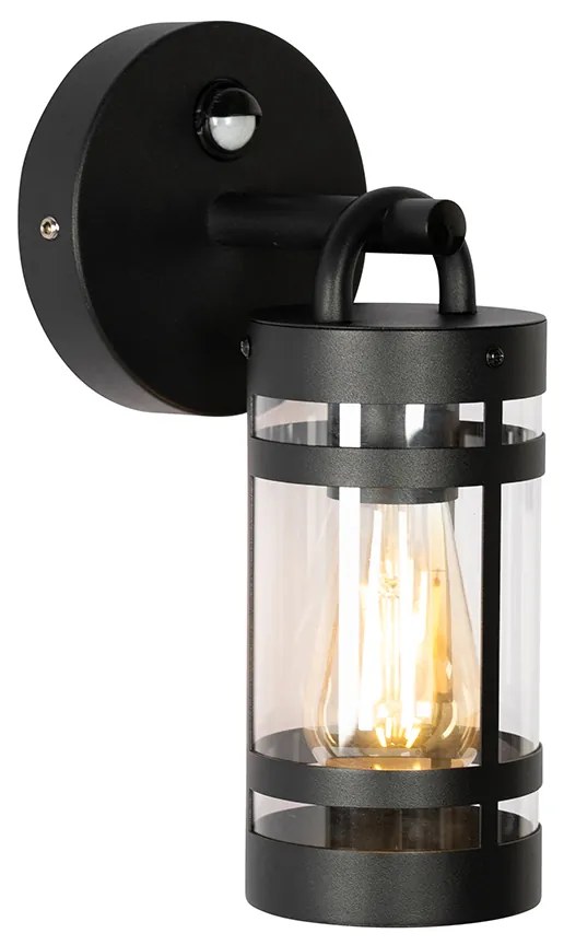 Lampă de perete exterioară neagră IP44 cu senzor de mișcare - Ruben