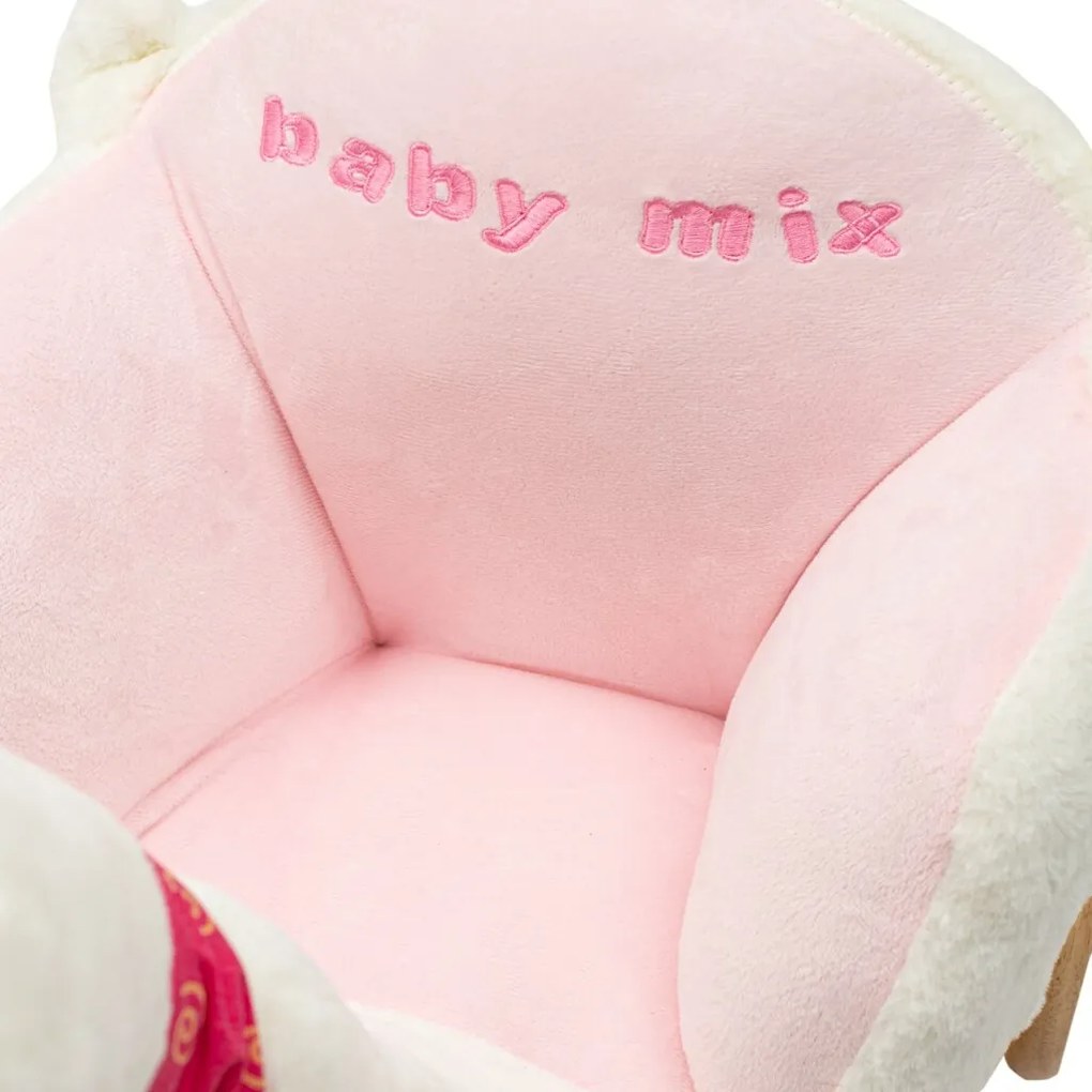 Baby Mix Jucărie balansoar cu roți și melodii Lebăda albă, 61 x 32 x 52 cm