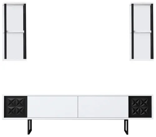 Set de mobilier pentru living Black, Alb- Negru