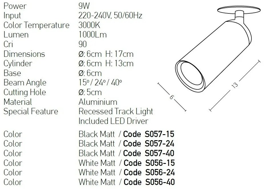 Spot LED incastrat directionabil design modern Likos 15 alb