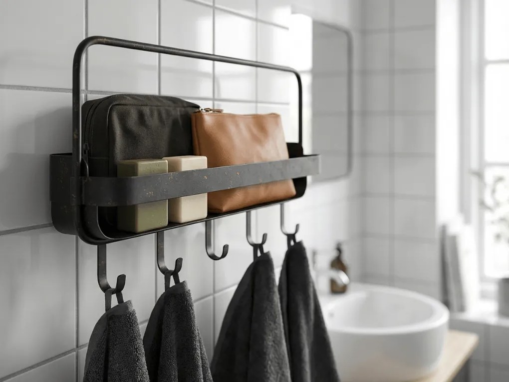 Raft metalic pentru baie RAKKA 56x29 cm, negru