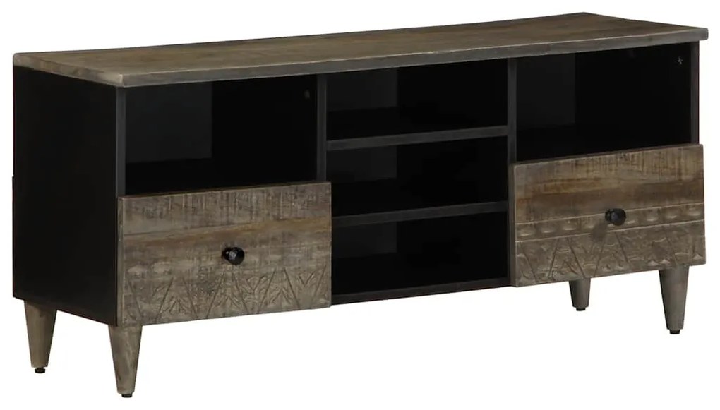 vidaXL Comodă TV, negru, 100x33x46 cm, lemn masiv de mango