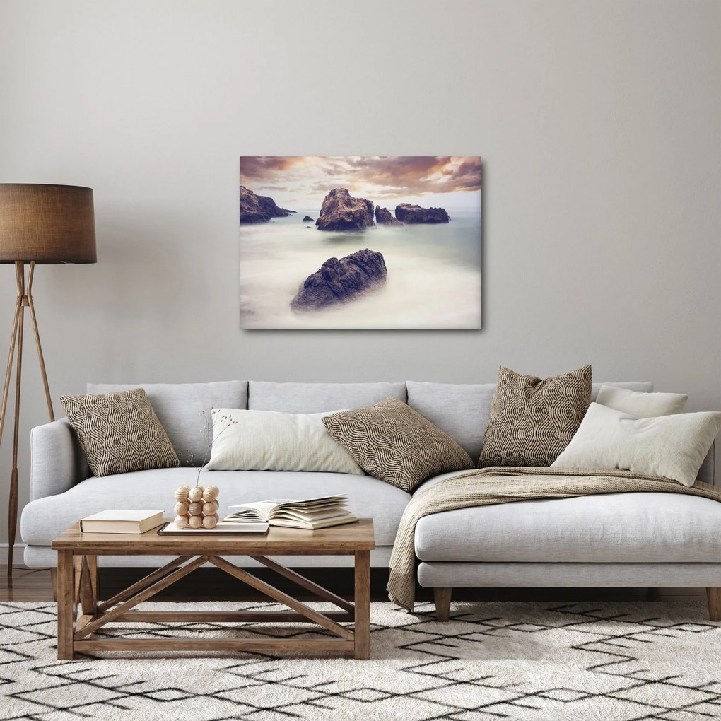 Tablou cu stânci în ceață (70x50 cm)