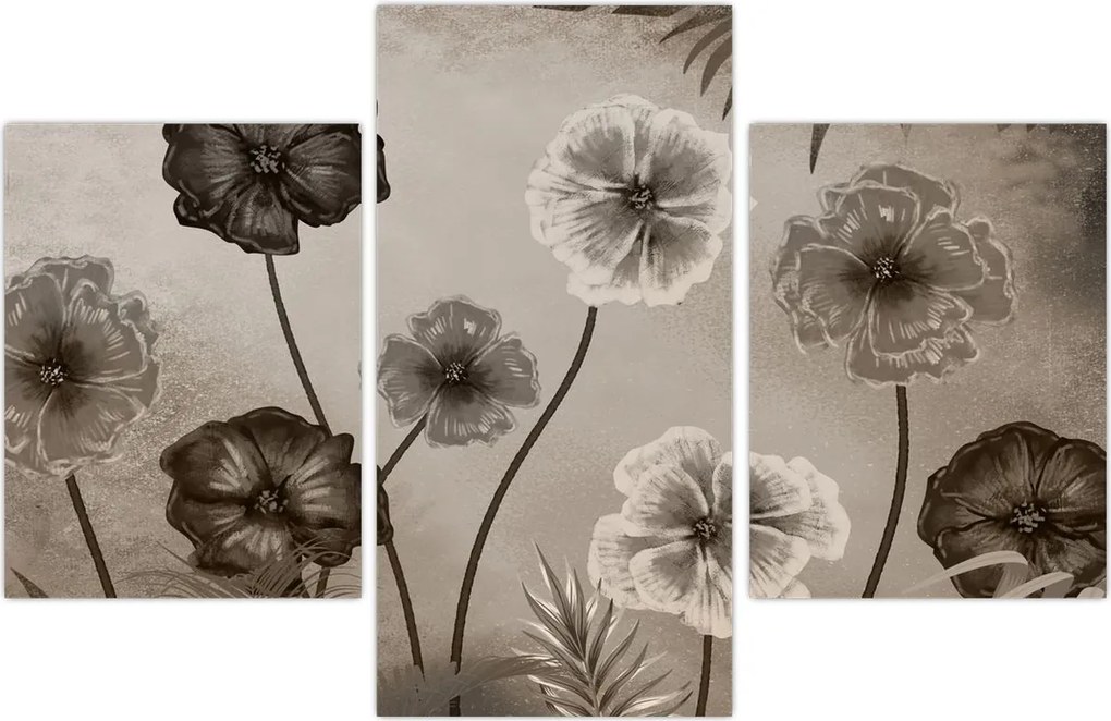 Tablou - Flori desenate (90x60 cm)