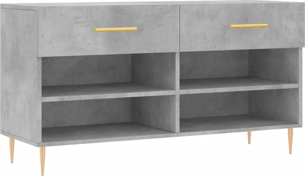 vidaXL Bancheta pantofar, gri beton, 102x35x55 cm, lemn prelucrat