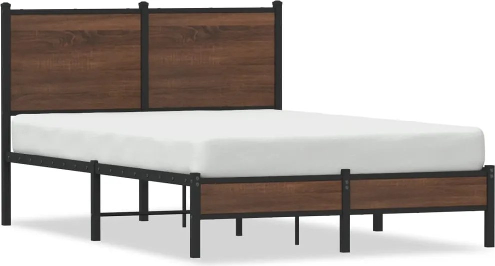 vidaXL Cadru pat metalic fără saltea, stejar maro, 120x200 cm