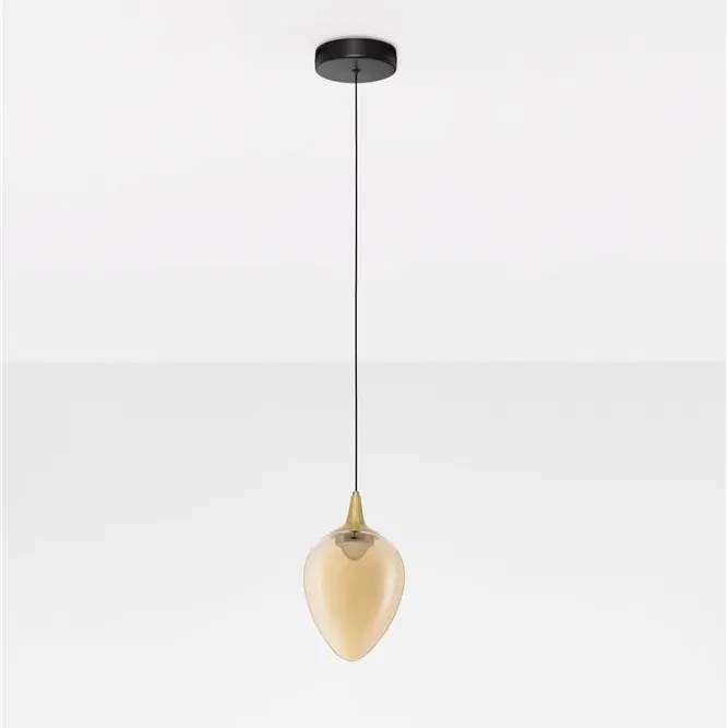 Pendul LED modern, Metal, Sticla, Champaign, Nali