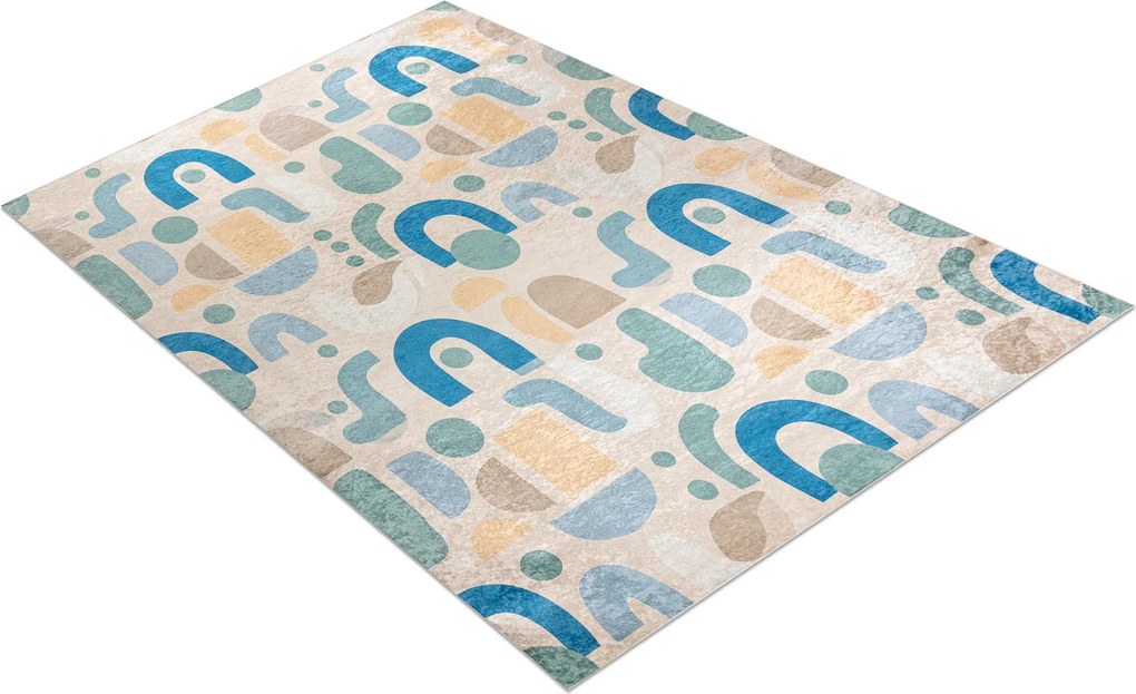 BAMBINO 61460 covor lavabil Geometrică pentru copii anti-alunecare - bej / albastru