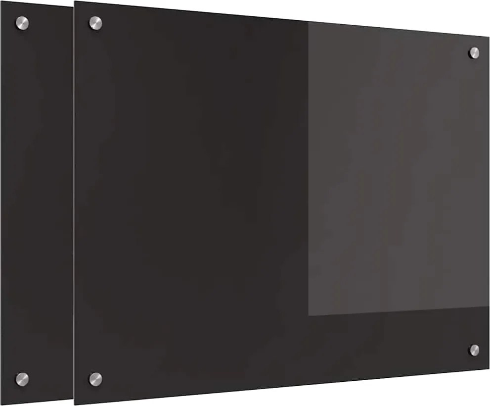 vidaXL Panou de bucătărie 2 pcs Negru 80 x 60 cm sticlă securizată
