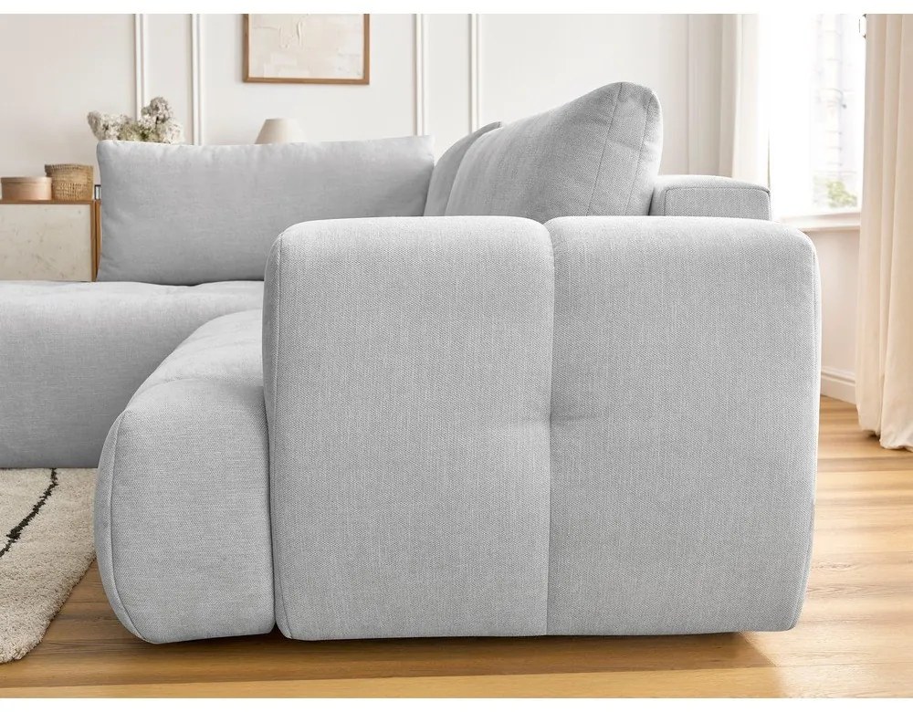 Colțar gri deschis extensibil/cu spațiu de depozitare (cu colț pe partea stângă/în formă de ”L”) Fuji – Bobochic Paris