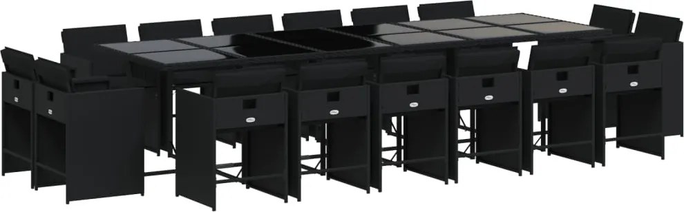 vidaXL Set mobilier de grădină cu perne, 17 piese, negru, poliratan