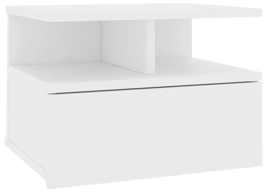 800405 vidaXL Noptieră suspendată, alb, 40x31x27 cm, lemn prelucrat