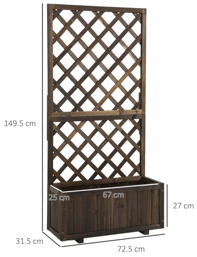 Outsunny Jardinieră de Exterior cu Spalier, Grilaj pentru Plante Cățărătoare și Ghiveci, 72.5x31.5x149.5 cm, Lemn Natural | Aosom Romania