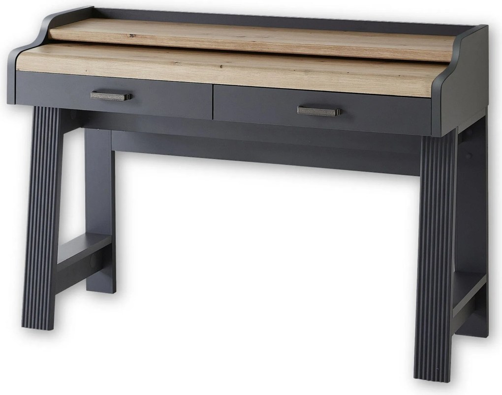 Birou JASMIN, gri grafit/stejar artisan, PAL, 120x53x84 cm