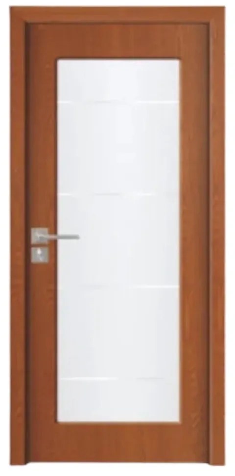Usa Interior din MDF Novo Doors ND110-1, Cadru din Lemn Masiv, Geam Sablat, KIT COMPLET, Toc , Manere si balamale incluse (Culoare: Wenge, Toc: