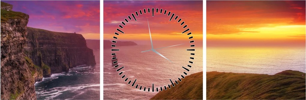 Tablou - Stâncile din Moher (cu ceas) (90x30 cm)