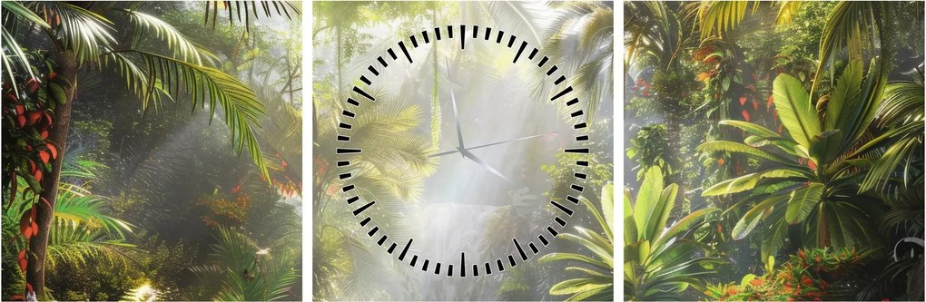 Tablou - Pădure tropicală (cu ceas) (90x30 cm)