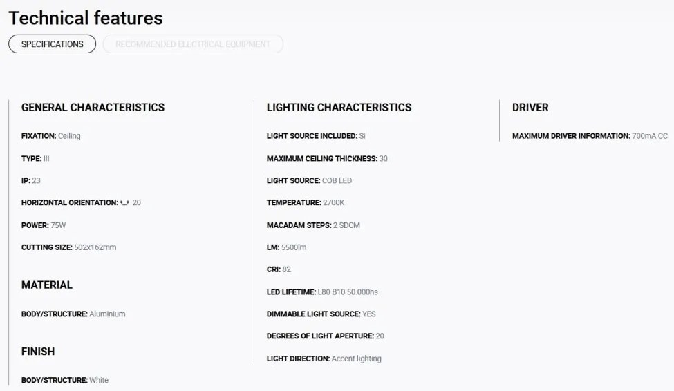 Spot LED incastrabil COLIN-3 White recessed 72-108W 2700K 20°