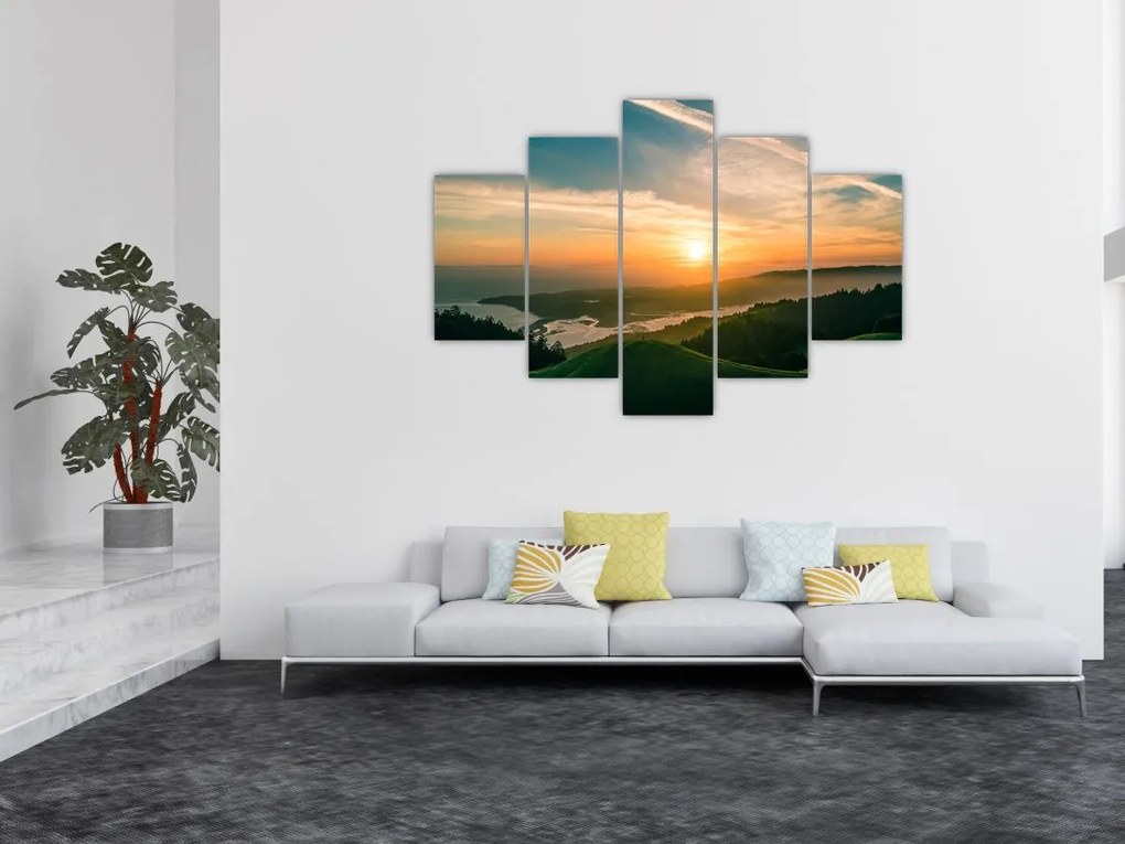 Tablou cu soarele răsărind deasupra mării (150x105 cm)