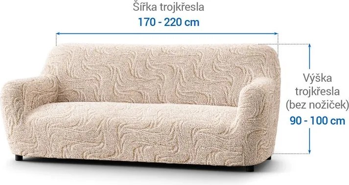 Gaico Huse bielastice BRILLANTE bej fotoliu triplu (l. 170 - 220 cm)
