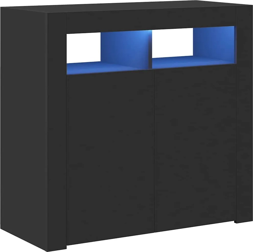 vidaXL Servantă cu lumini LED, negru, 80x35x75 cm