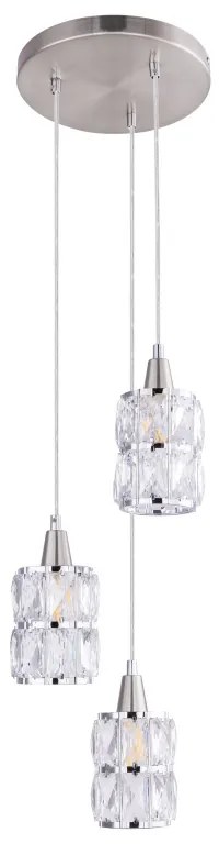Lustra moderna cu 3 pendule WOLLI nichel/transparent 15760-3 GL
