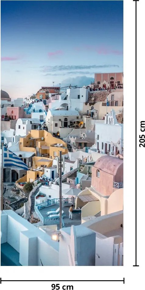 Fototapet pentru ușă - Amurg în Santorini (95x205cm)