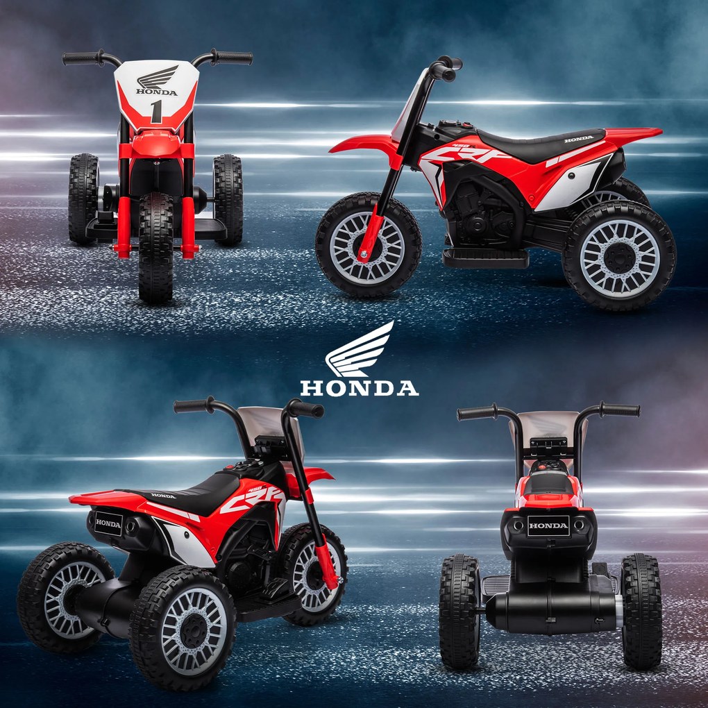 HOMCOM Motocicletă Electrică pentru Copii 6V Honda CRF450RL Licențiată Roșu 3 Roți 18-36 Luni | Aosom Romania