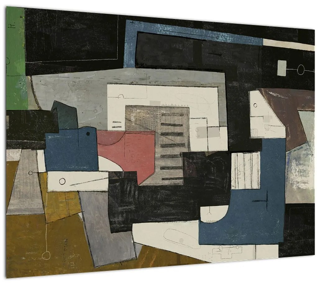 Tablou pe sticlă - Abstracție cubism (70x50 cm)