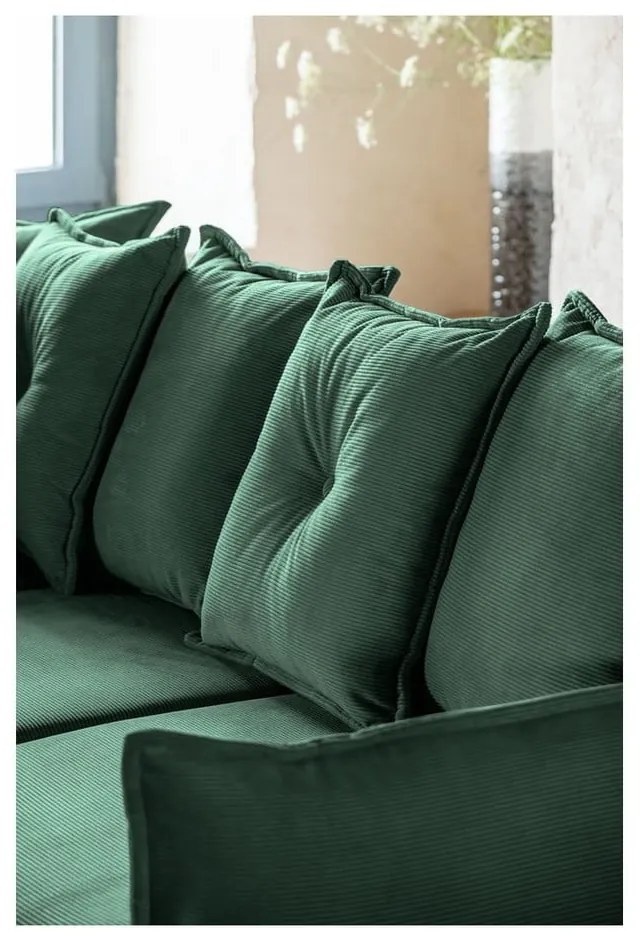 Colțar verde extensibil cu tapițerie din catifea reiată (colț variabil) Lazy Lukka – Miuform