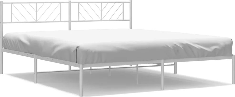 vidaXL Cadru de pat metalic cu tăblie, alb, 183x213 cm