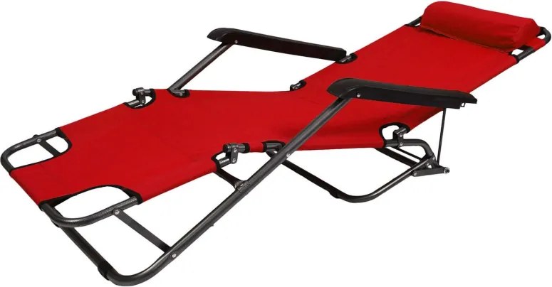 Sezlong Muhler C2078 1005235, 153 x 60 x 78 cm, Pana la 100 kg, Pliabil, Rosu