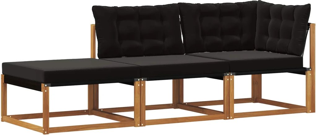vidaXL Unități de sofa sectional de exterior cu pernă 3 Bucată natural