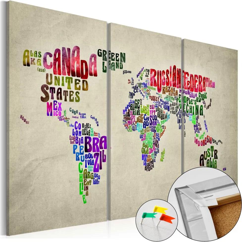 Tablou din plută Bimago - Colorful Countries 120x80 cm