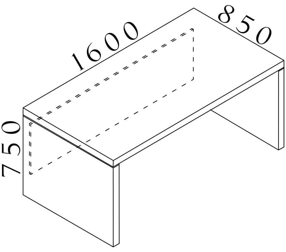 Masa Lineart 160 x 85 cm, ulm deschis