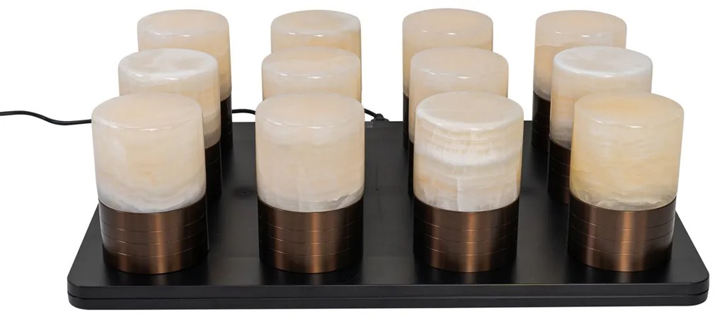 Set de 12 lămpi de masă bronz închis RGBW reîncărcabile Inclusiv stație de încărcare - Alessia