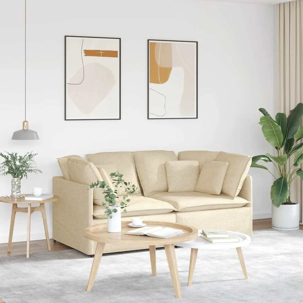 vidaXL Canapea modulară cu perne, crem, textil