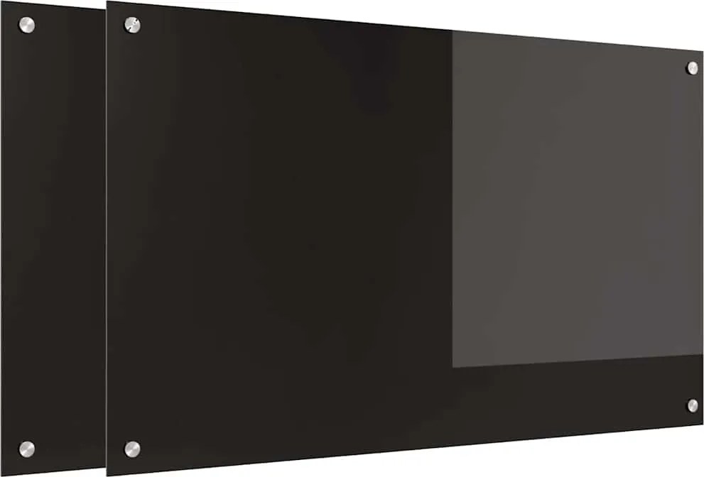 vidaXL Panou de bucătărie 2 pcs Negru 100 x 60 cm sticlă securizată