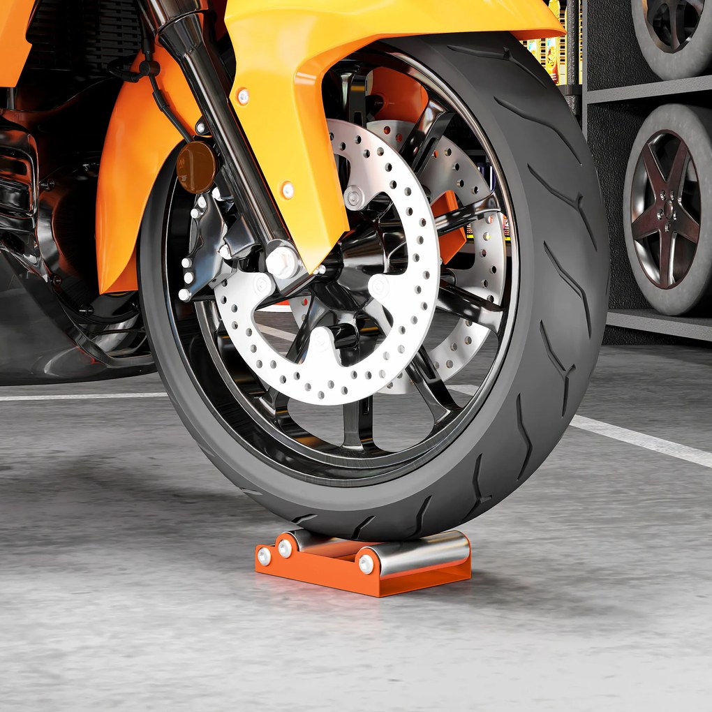 HOMCOM Cadru cu Role pentru Motociclete din Oțel și Aluminiu Portocaliu | Aosom Romania