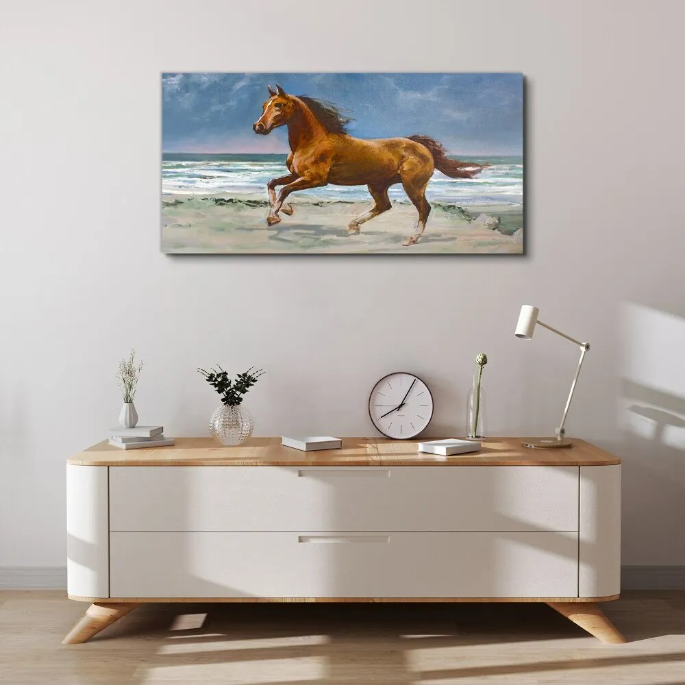 Tablou canvas plajă coasta cal mare valuri