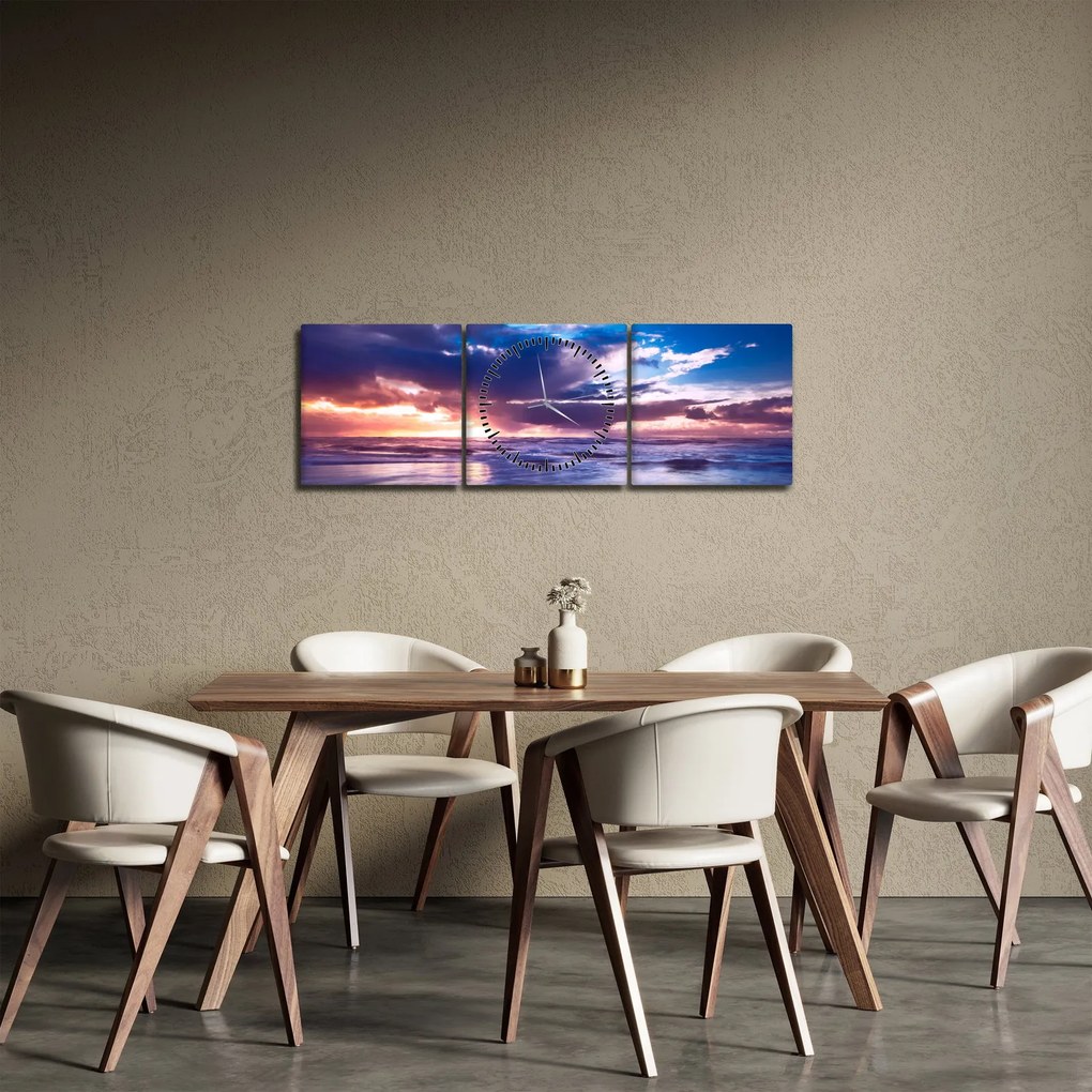 Tablou - Apus de soare la mare (cu ceas) (90x30 cm)