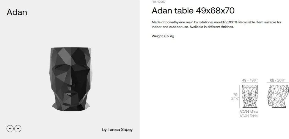 Masa exterior/interior design decorativ ADAN STOOL, mat