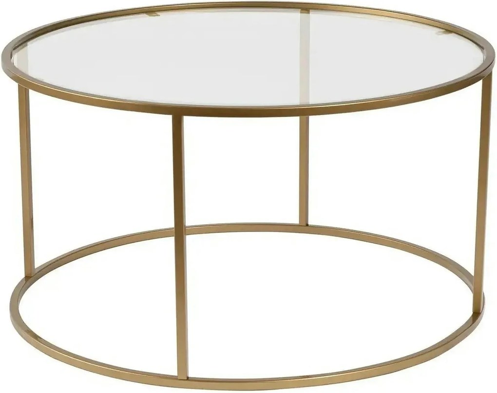 Masuta cafea AURUM, auriu, sticla/metal, 80x80x43 cm