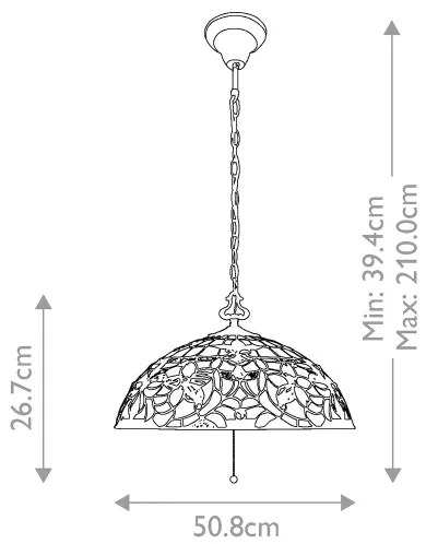 Elstead QZ-KAMI-P - Candelabru Tiffany KAMI cu lanț, 3xE27/60W/230V