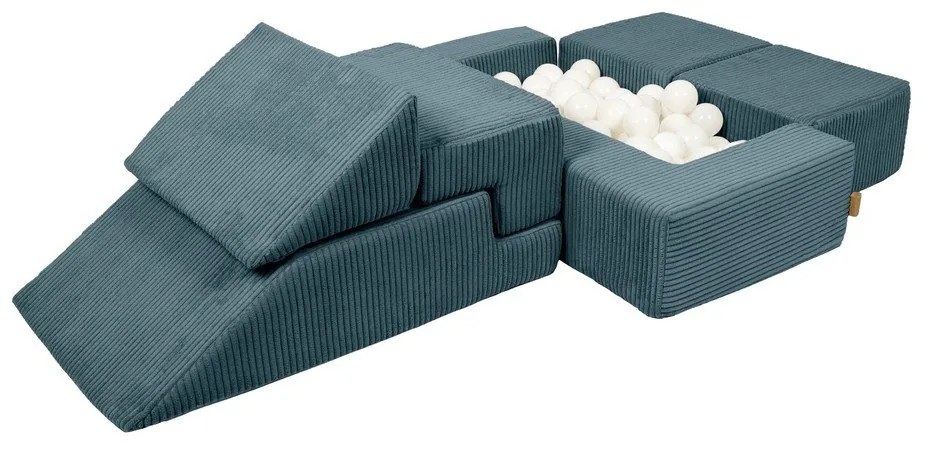 Teren de joacă din spumă turcoaz 6 buc. din catifea reiată înălțime 40 cm 100x35 cm Montessori – Meowbaby